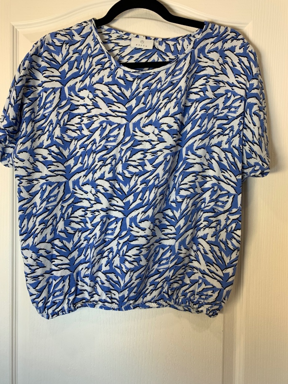 Kaffe Blue Abstract Print Blouse Size M | Scandinavian Lightweight Top